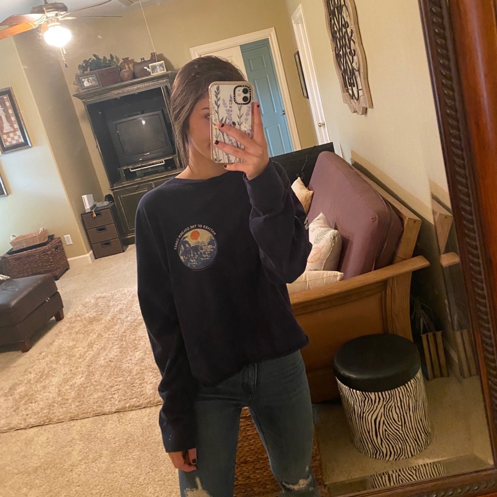 brandy cropped navy long sleeve